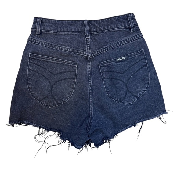 ROLLA'S Women's Black High Rise Cut Off Jean Shorts Size 25 - Picture 4 of 9